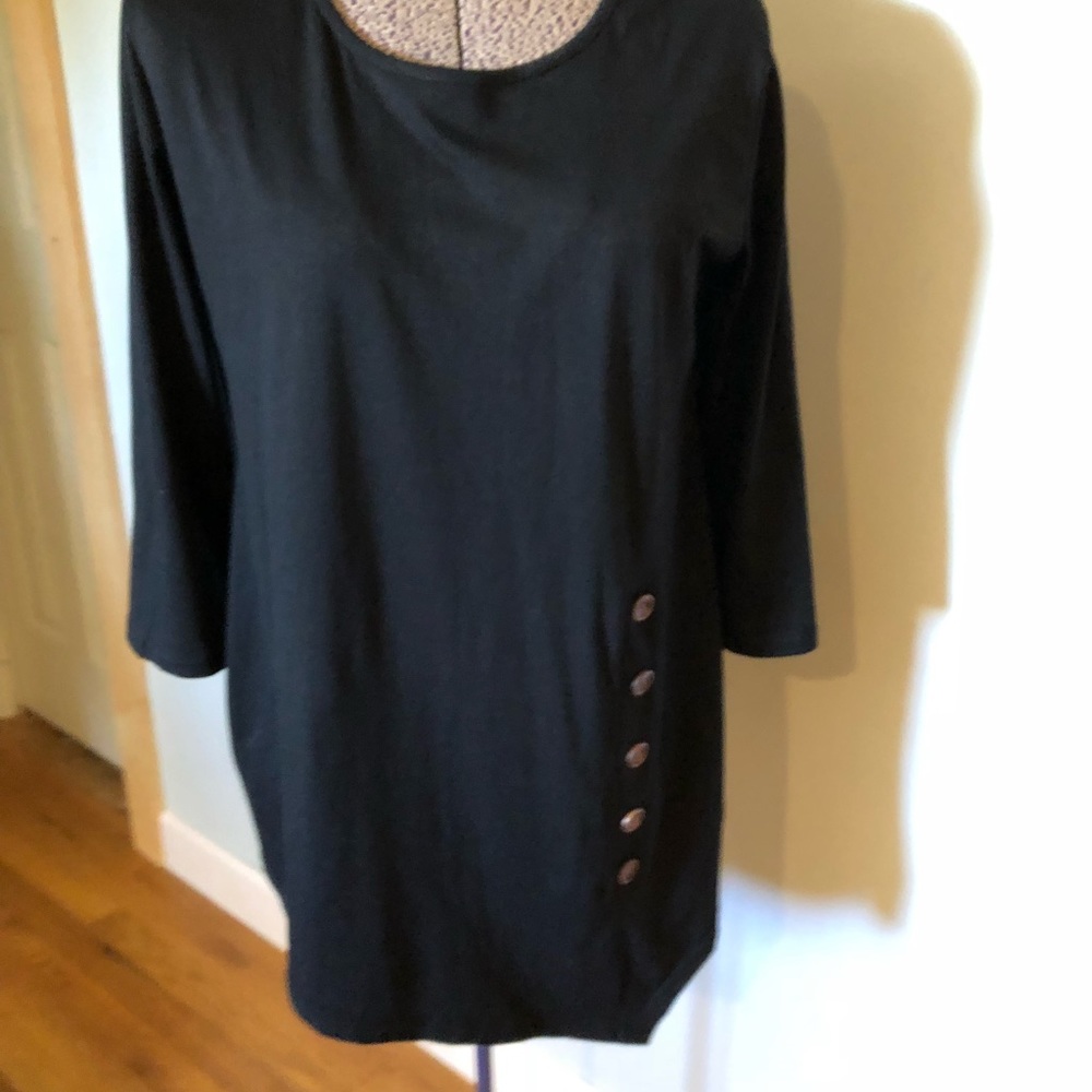 Black Asymmetrical Tunic Top Medium